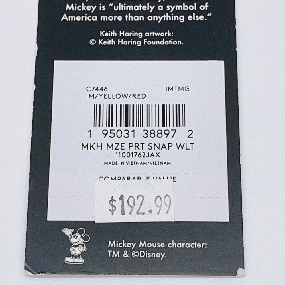 Coach C7446 Disney Mickey Mouse X Keith Haring Snap Zip Wallet NWT Org $198 - Picture 10 of 11